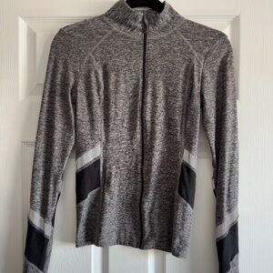 Beyond Yoga Spacedye Full Zip Jacket Gray Mesh Detail Mock Neck Athleisure